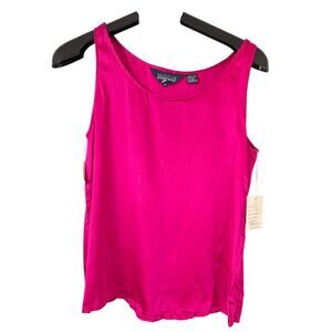 Vintage Nordstrom Silk Tank Top Magenta Pink Bra Strap Snaps Size M